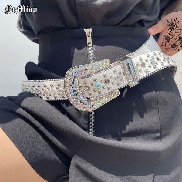 Punk Rock Belt Women Harajuku Y2K Western Cowboy Bing Luxury Designer com Diamond Pin Buckle Men for Jeans 220819