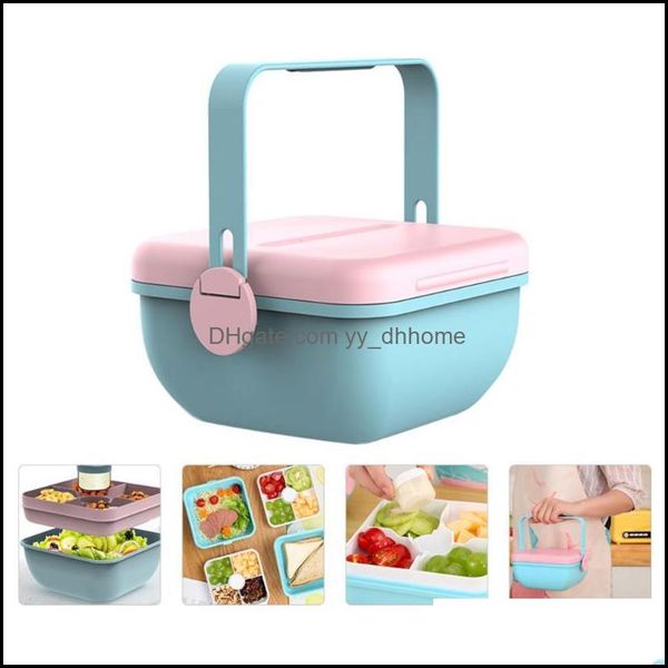 Set di stoviglie 1Pc Home Bento Box Fresh-Keep Contenitore per il pranzo Blu Rosa Consegna a goccia 2021 Cucina da giardino Sala da pranzo Bar Yydhhome Dhxew