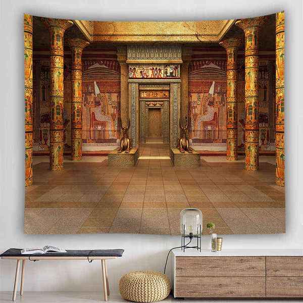 Винтажная церковь висит стены гобелена Мандала Будда Древнее Египет фото гостиной общежитие домашнее декор роспись ковровое покрытие J220804