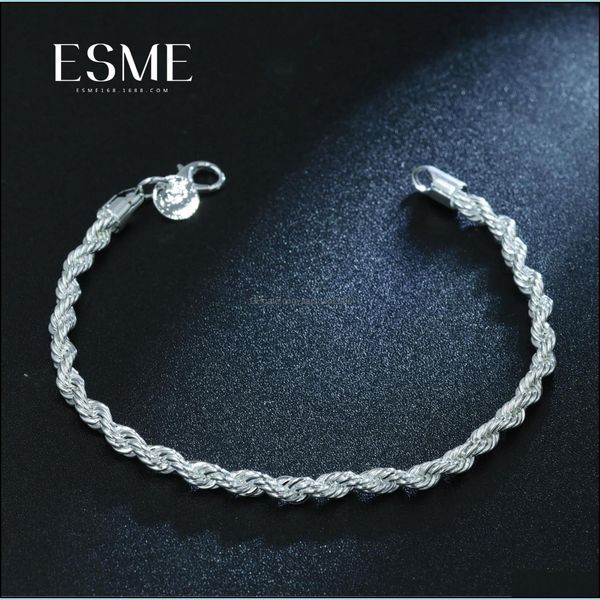 Catena a maglie 925 Sterling Sier Fine Jewelry per donne e uomini 4Mm Charm Flash Twisted Rope Bracciale Pseiras De Prata Drop Carshop2006 Dhbfz