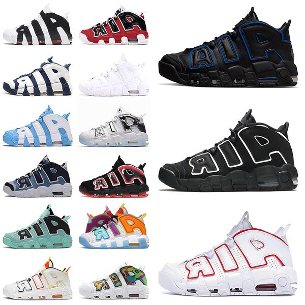 Uptempos Arrival 2022 Scottie Pippen Scarpe da pallacanestro Uomo Donna più ptempo Peace Love Black Denim Blue Bulls Hoops Pack White Varsity Red Outdoor Sports sneakers