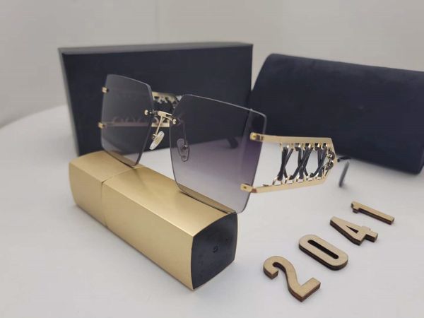 Novos óculos de sol fashion edição limitada 2041 masculino feminino metal vintage óculos de sol estilo quadrado sem moldura lente UV 400 caixa e estojo originais