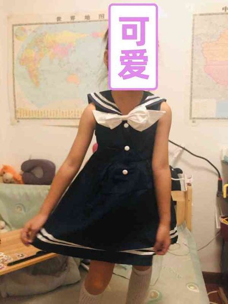 Sommer 2-10T Jahre Kinder Süße Ärmellose Weste Bogen Sailor Kragen Marineblau Weiß Patchwork Kleine Kinder Navy mädchen Kleid