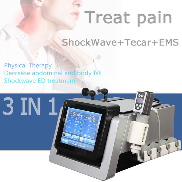 3 in 1 Andere Schönheitsgeräte EMS Stoßwellenfokussierte ED-Behandlung CET Smart Tecar RF-Therapie Physio Diathermie Physiotherapie Schmerzlinderungsmaschine