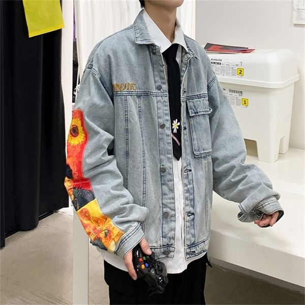 Großhandel Mode Wash Patch Denim Jacke Männer Frühling Herbst Hübsche Kleidung Koreanische Hip Hop Tops Wilde Stickerei 220819