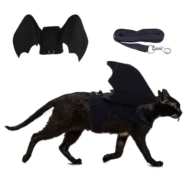 Arreios para gato Halloween Asas de morcego Fantasias para cães pequenos Gatos Decoração de festa 220819