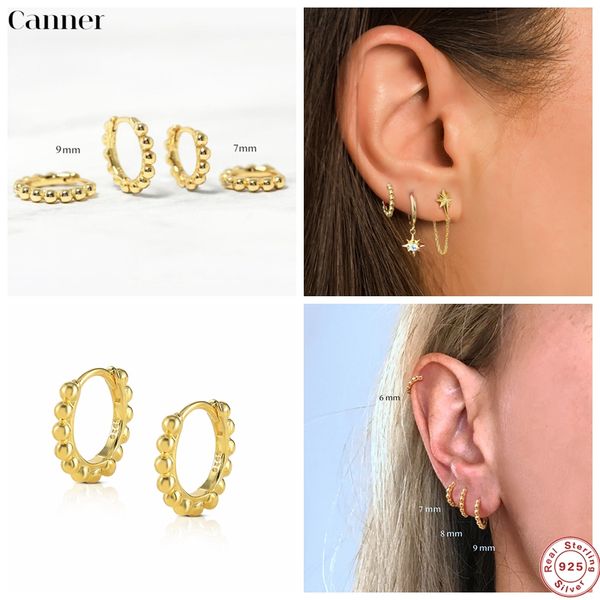 Hoop Huggie Echt 925 Sterling Silber Ohrringe Für Frauen INS Minimalistischen Geometrische Kugel Hoops 6/7/8/9mm Feine JewelryHoop