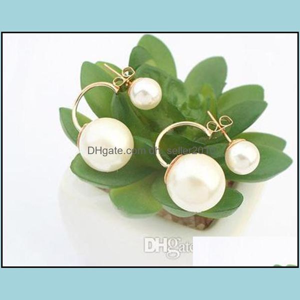 Orecchini di perle a bottone Gioielli di moda Orecchini di perle doppie coreane all'ingrosso Oro da sposa Big Candy Ball Drop Delivery 2021 Dhseller2010 Dheef