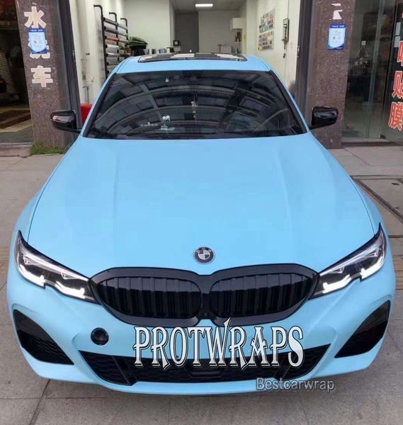 Premium Super Breeze Blue Color Color Matte Vinyl embrulhado para folha de embalagem de carros integrais Coberting Film 1080 Série inicial cola de tachinha baixa 1.52x20m Roll 5x65ft