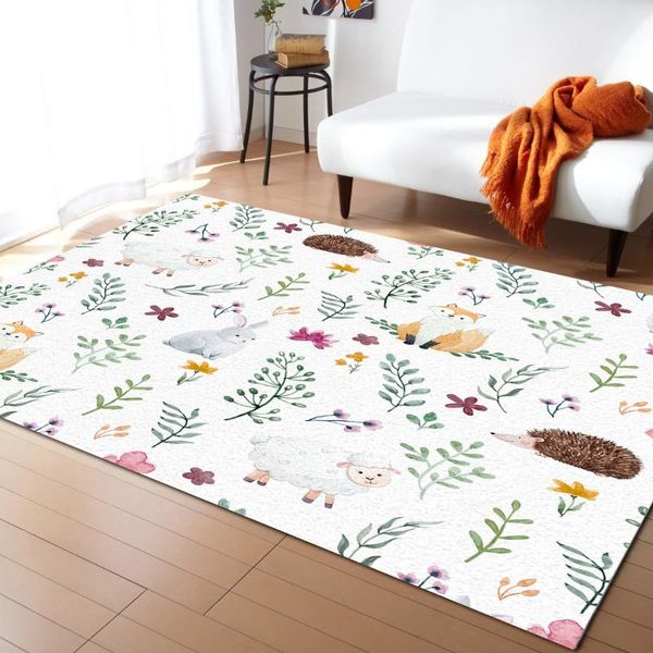 Ковры мультфильм животные ежие earinghog green leaf print print door door коврики Lounge Rug Дети ковер гостиная спальня домашняя декора