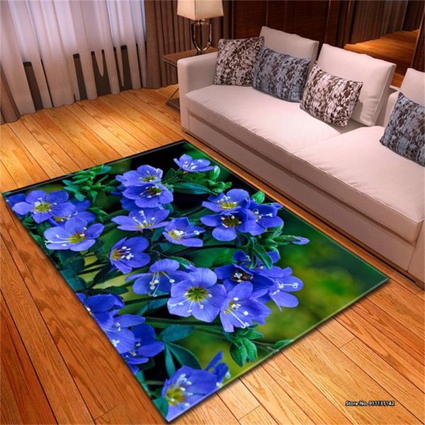 Teppiche, frischer Stil, 3D-Blumen-Digitaldruck, rechteckiger Teppich, Wohnzimmer, Schlafzimmer, Heimdekoration, rutschfeste Bodenmatte, Teppiche