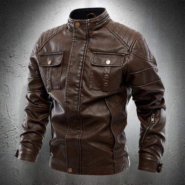 Giacche da uomo Giacca in pelle autunnale da uomo Moto PU Biker Caffè Cappotto casual Smart Vintage per capispalla da uomo