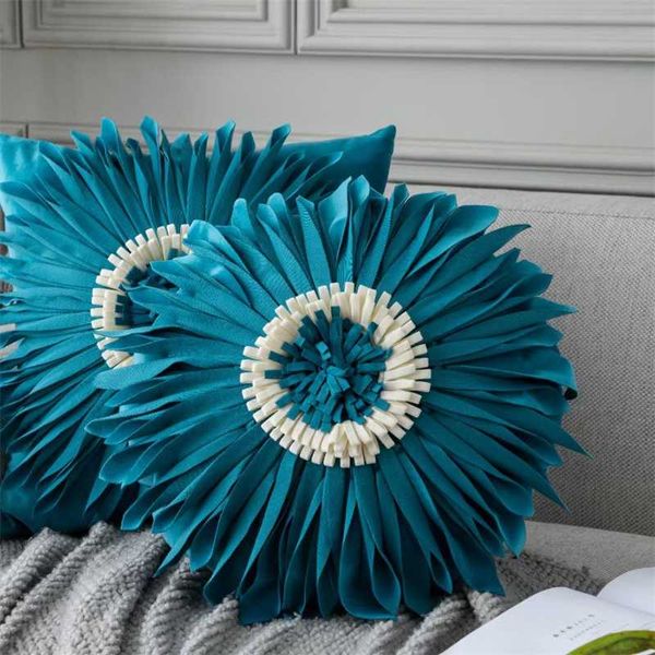 Cuscino/Cuscino Decorativo Moderno Semplice Rotondo Crisantemo Velluto Olandese Girasole Fodera per Cuscino Biancheria da Letto per La Casa Può Essere Rimosso Cuscino Lavato/D