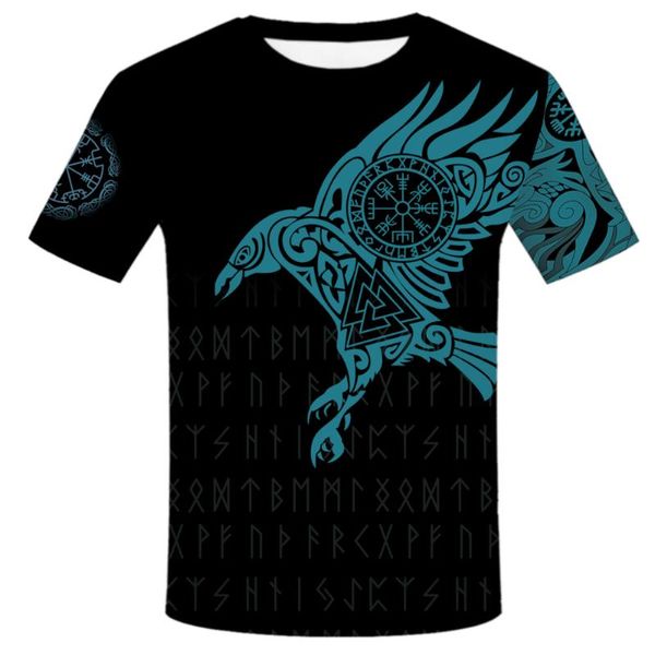 T-shirt da uomo Summer Fashion Viking Tattoo T Shirt Uomo Odin 3D Stampato T-shirt divertente Harajuku Casual Streetwear Tee TopMen's