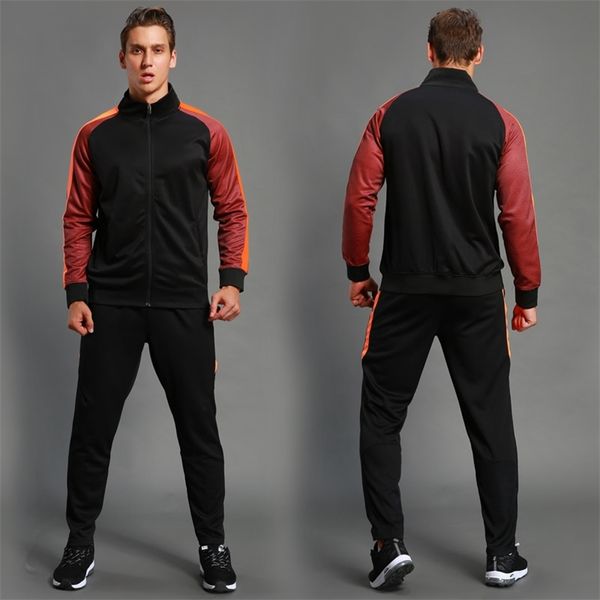 Set da 2 pezzi Completo da allenamento sportivo da calcio da uomo Giacca da allenamento da calcio Autunno Inverno Primavera Manica lunga Cerniera Top e pantaloni 220819