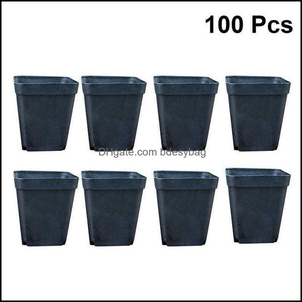 Plantadores POTS 100pcs Planta de flor quadrada Mini Plantas de plástico prático Plantas com sucesso sem placas Y0910 Drop de Bdesybag Dhvwq