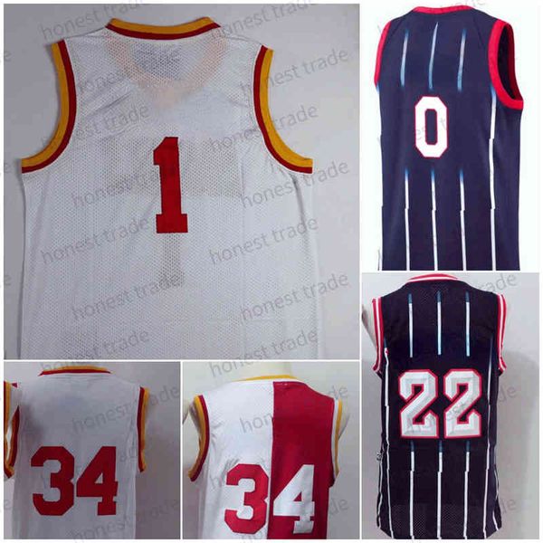 Retro 34 Hakeem Olajuwon Jersey Navy Basketball 0 Verde 75th Clyde Drexler Trowback Red White Stitched Jerseys