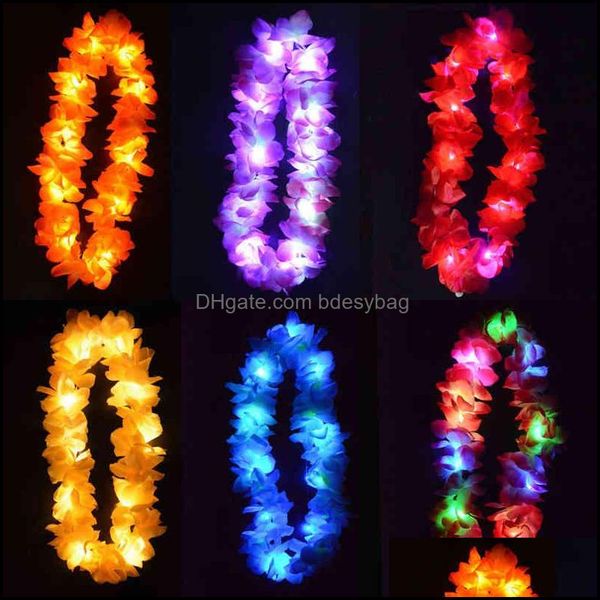 Donne Fiori decorativi ghirlande 1pcs ragazza a led luci hawaii fiore leis banda ghirlanda ha luau ghirlace collana ghirlace pa bdesybag dhxsg