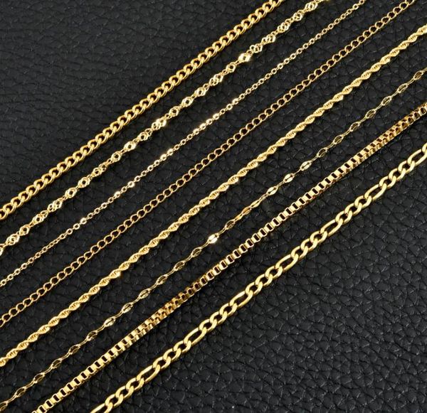 Halskettenkette aus 18 Karat vergoldetem Edelstahl, verschiedene Stile, Gold- und Silberketten für die DIY-Herstellung