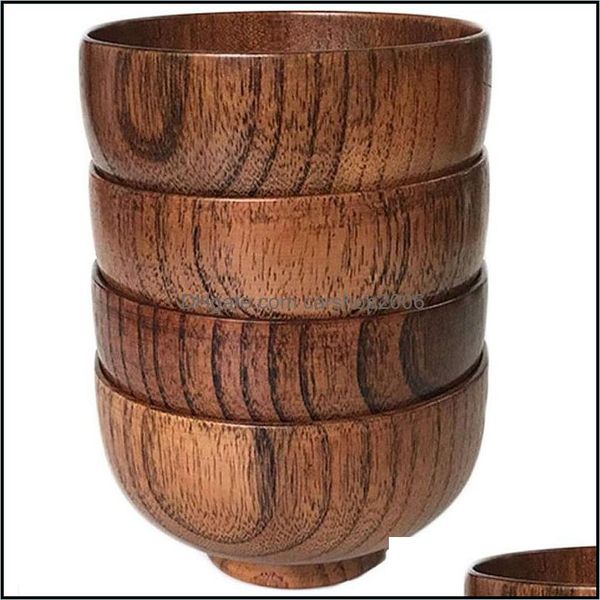 Tigelas jujubo japon￪s tigela de madeira macarr￣o de arroz de arroz de madeira de madeira de madeira 4,5 polegadas por 2-5 / 8 polegadas para arroz dro carshop2006 dhg2f