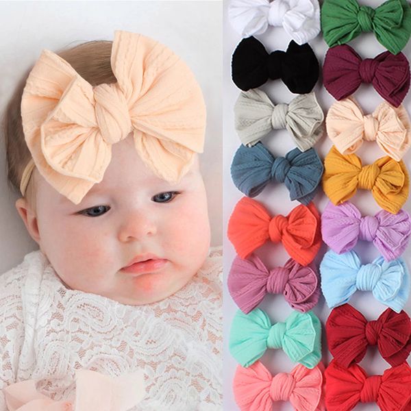 Acessórios para cabelos de turbante de nylon para baby headwearwares de alto evasão recém -nascido infantil nylon bow kidewrap child infantil bandana