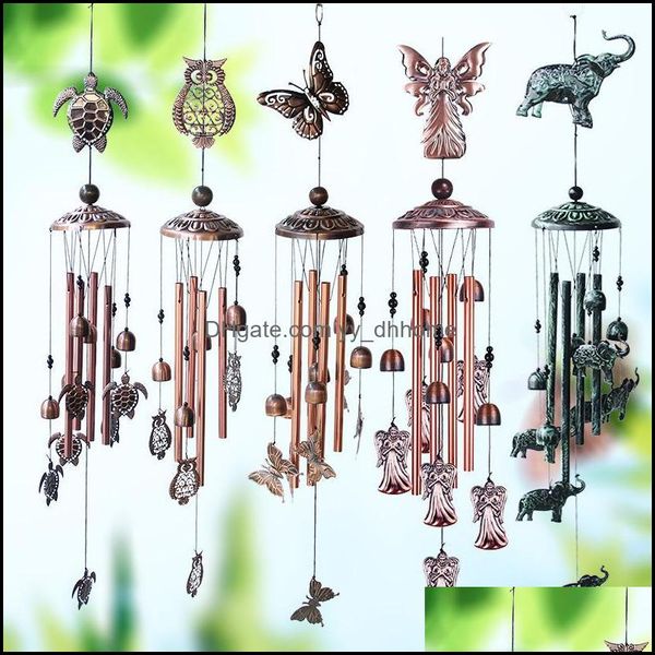 Altri accessori per la decorazione della casa Accessori decorativi europei e americani retrò in metallo Farfalla Tartaruga Ferro Carillon a vento Cortile Rame Yydhhome Dhseu