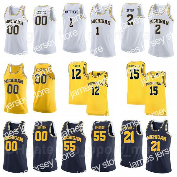 24 College Michigan Wolverines Basketball 1 Hunter Dickinson Jersey 2 Isaiah Livers 21 Franz Wagner 12 Mike Smith 55 Eli Brooks Chaundee Brown