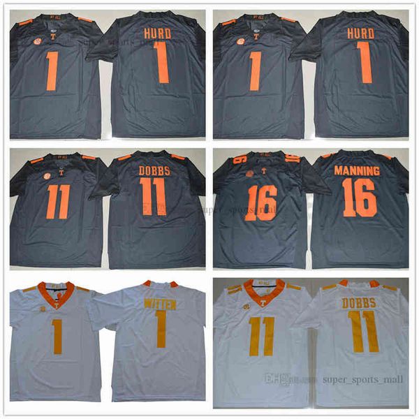 NCAA Tennessee Volunteers 16 Peyton Manning Jersey Men Jason Witten 1 Jalen Hurd 11 Joshua Dobbs College SEC Men Stitched Jerseys Orange Gra