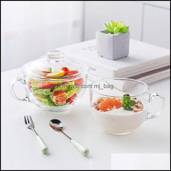 Миски с большими мощными чашами водяной чашки с крышкой прозрачный фруктовый салат молоко для дома кухня для хранения капли.