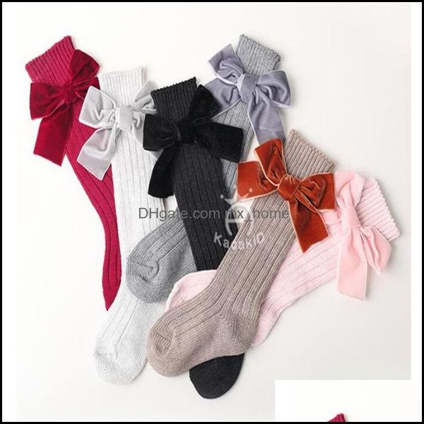 Meias Crian￧as de inverno para meninas Princesa Big Bows Knee High Baby Kids Long Kids Infants Algod￣o Sock Mxhome Drop Deliver