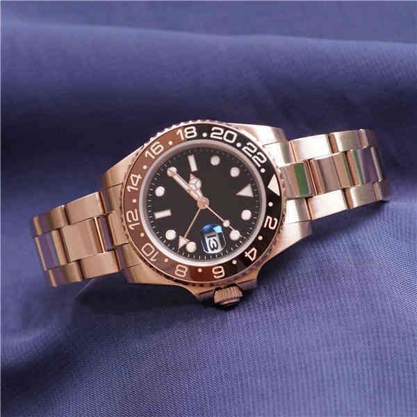 MOVIMENTO LUMOLOGIA VISTO DE YACHTMASTER MECÂNICO RELISÕES GMT Classic Men automático Gold rosa prata preta Cerâmica Sorte GMT Aço inoxidável safira luminosa