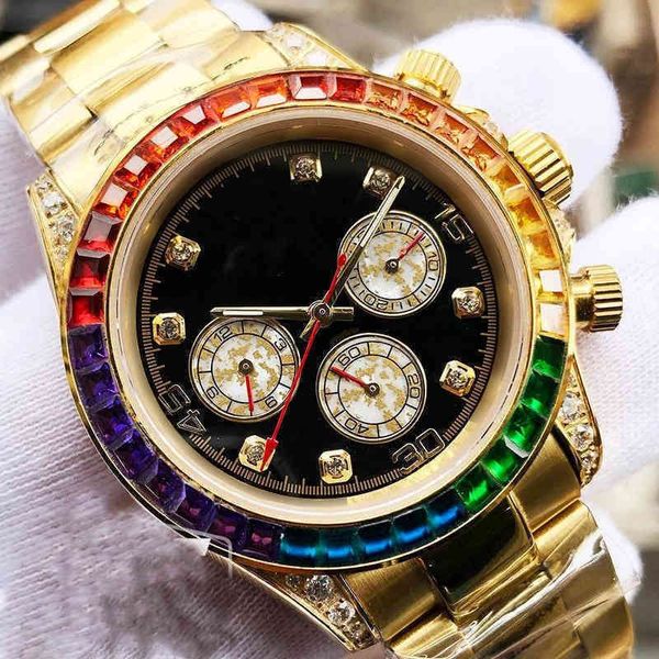 Rolesx Uxury Saat Tarihi GMT Safir Kristal Gül Altın İzle Lüks Otomatik Mekanik 116599 Gökkuşağı Elmas Çerçevesi Erkekler Moda W Saatler