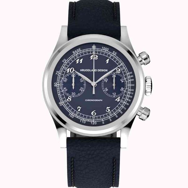 Hruodland Quartz Chronograph Watch винтажные сапфировые пузырь