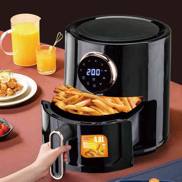 Black Automatic Touch Display Air Fryer Smart Oil Free Kitchen Fryer 4.8L Fries French Machine Airfryer T220819