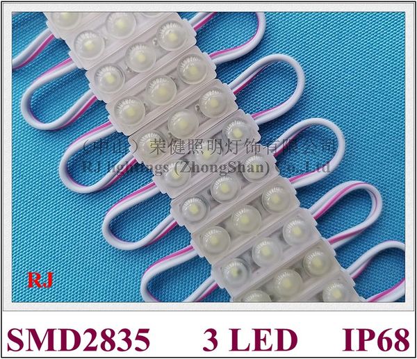 Módulo de LED de vedação ultrassônica IP68 Módulo de luz LED IP68 para mini letras de sinalização DC12V SMD 2835 3 LED 0,4W 27mmx9mm