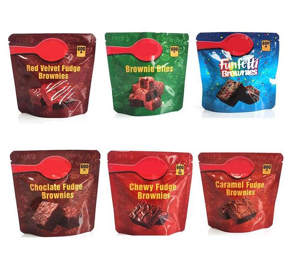 Infusou Bro Wnies Sacos de embalagem 600 mg de bolo vazio Chewy Funfetti Fudge Chocolate Snack Bites Red Velvet HGF