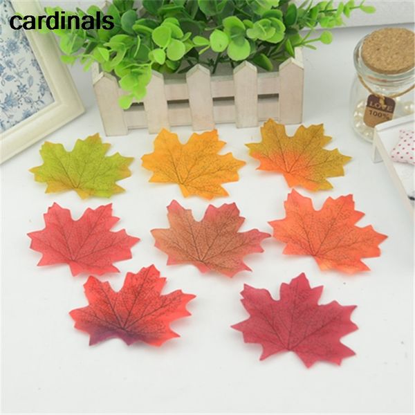 Folhas artificiais de bordo de seda artificial de 100pcs