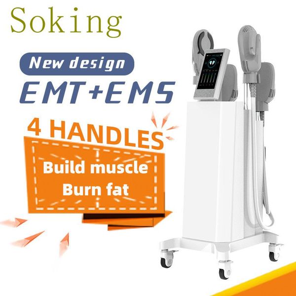 Professionelle vertikale EMT-EMS-Schlankheitsmaschine mit hoher Intensität, fokussiertem elektromagnetischen 4 Griffen, Hiemt Slim Muscle Building Burn Fat Machine