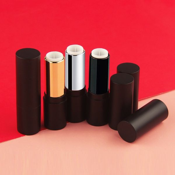 Tubo de batom redondo preto fosco 100 peças Frasco vazio de alta qualidade para bálsamo labial faça você mesmo Tubo de 12,1 diâmetro Recipientes F260