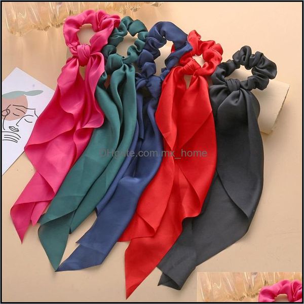 Acessórios para o cabelo Bandos de cetim vintage scrunchies lajas de cabelos lajes ribbon scrunchie rabo de cavalo decoração de corda de borracha mxho mxhome dhu7p