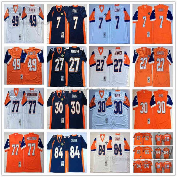 NCAA Top Vintage Football 7 John Elway Jersey 27 Steve Atwater 30 Terrell Davis 49 D.smith Orange 57 Tom Jackson 77 Karl Mecklenburg 65 Gary