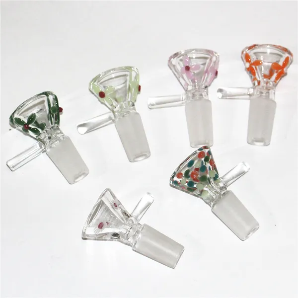 Ciotole per erbe secche in vetro narghilè con manico Ciotola per scivolo maschio da 14 mm per accessori per fumatori Bong in vetro Bolla