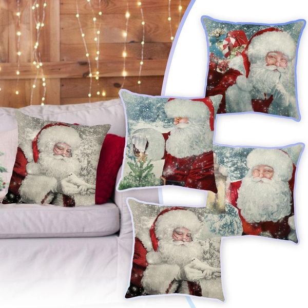 Cuscino/Cuscino decorativo Federa natalizia Babbo Natale Simpatici pupazzi di neve Decorazioni per la casa Natale Stile nordico Federe confortevoli DecorCushi