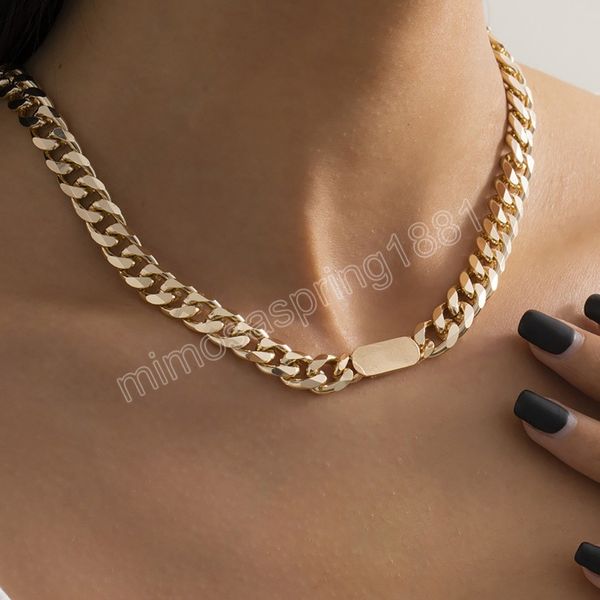 Collana semplice con clavicola corta a catena in metallo color oro per uomo Collane con ciondoli creativi retrò per ragazze Gioielli di moda per ragazze