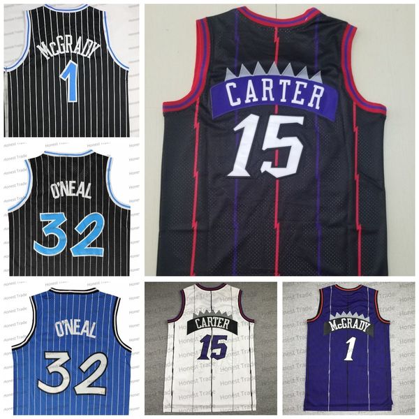 Retro Herren Tracy Mcgrady Basketball Jersey Shaq Vince Carter Neal Weiß Lila Genähte Männer Trikots Uniformen Gute Qualität