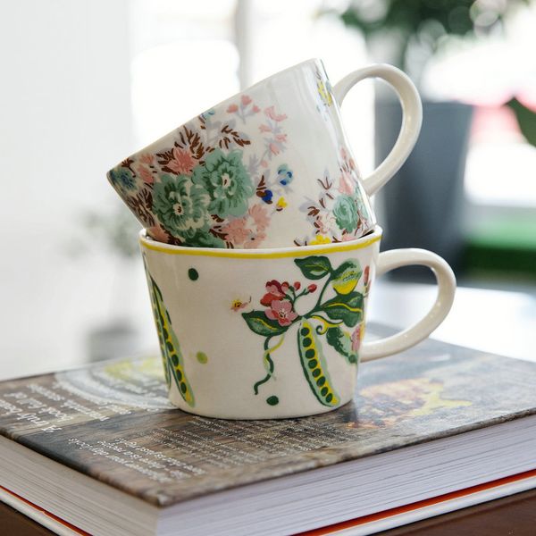 Canecas Inglês Flores quebradas Caneca irregular Copo de café Platemugs Tigela de água