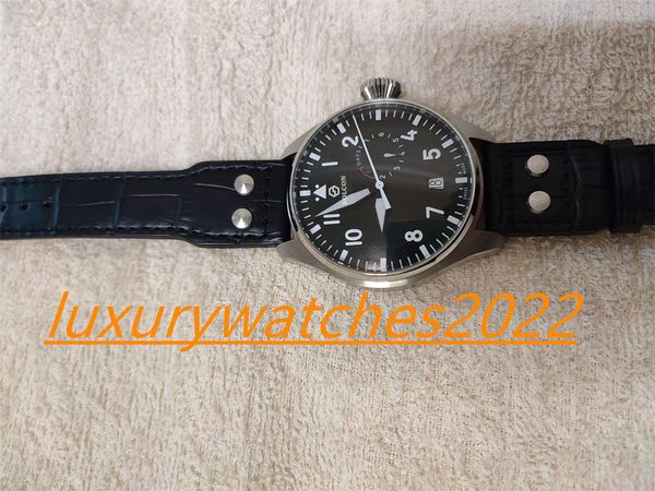 ZR Factory Mens Watches 46 мм Big Pilot Black Dial Автоматическое движение Механическое ремешок для ремня