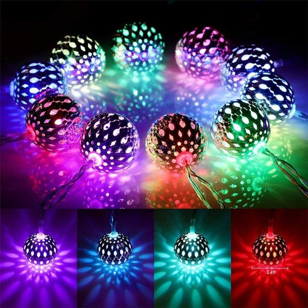 Saiten dekorative marokkanische Kugel EUplug 10m 100Goldene Metallkugeln LED Globe Fairy String Lights für Weihnachten Indoor Garden Yard PatioLED