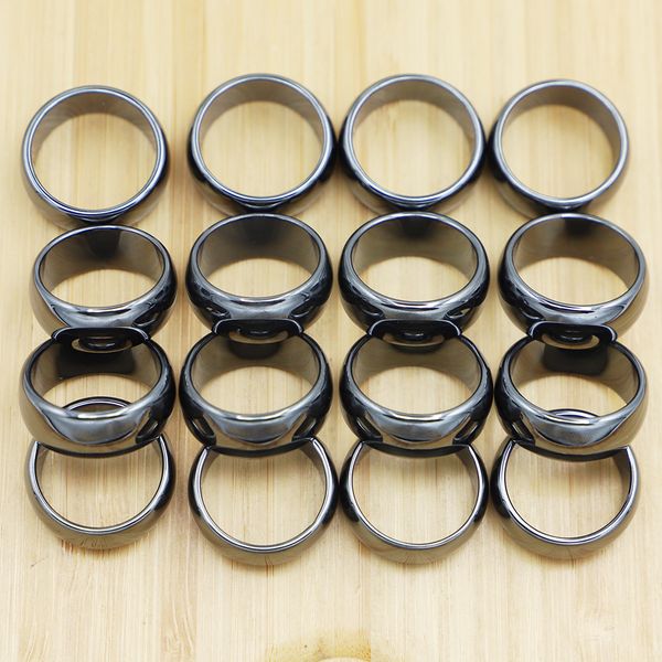 6mm Hohe Qualität Hämatit Ringe Nicht Magnetische Frauen Partei Schmuck Glatten Schnitt Gesicht Schwarz Freund Geschenk Anillos Zubehör