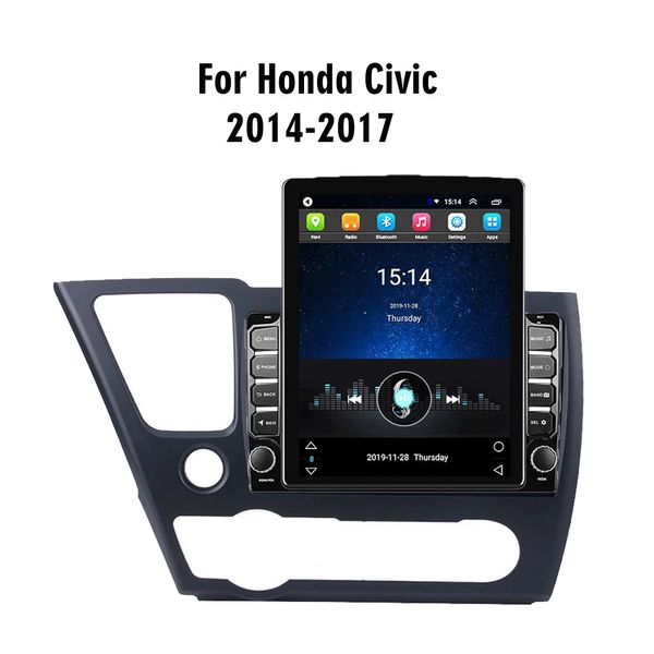 Sistema de navega￧￣o GPS Unidade de video de v￭deo de 9 polegadas Android para 2014-2017 Honda Civic Auto Support Support TrowView C￢mera USB